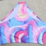 Plus Size Sexy High Waist Rainbow Swimwear and Cover-Up 3PC SET