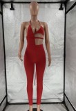 Sexy Red Cut Out Halter Backless Bodycon Jumpsuit