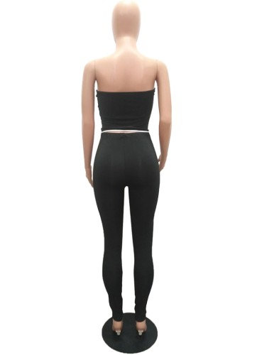 Contrast Black Corset Top and Pants Set