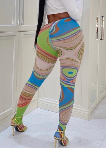 Multicolor Sexy High Waist Tight Trousers