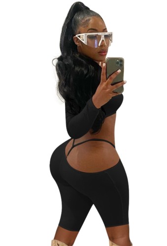 Black Sexy Cut Out One Shoulder Bodycon Rompers