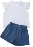Kids Girl Lace Shirt and Shorts 2pc Set