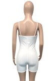 White Knit Suspenders Bodycon Rompers