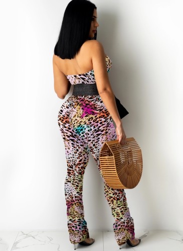 Sexy Leopard Strapless Stack Jumpsuit(without Belt)