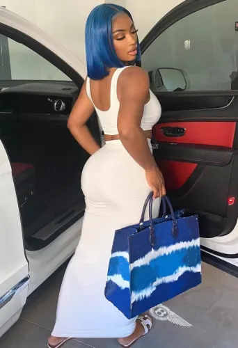 Two Pieces White Cropped Tank and Long Skirt Set