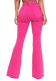 Hot Pink High Waist Ripped Flare Jeans