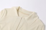Beige Knit Slim Short Sleeve Knotted Shirt Dress