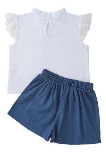 Kids Girl Lace Shirt and Shorts 2pc Set
