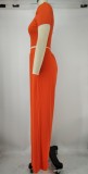 Orange Short Sleeve Crop Tee and Wide Leg Pants Set