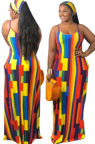 Print Multi Color Loose Cami Maxi Dress