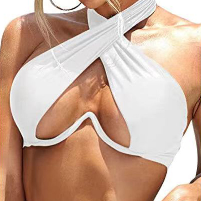Two Way White Sexy V-Bar Bikini Top