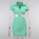 Sexy Green Collar Cut Out Mini Bodycon Dress