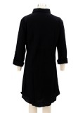 Black Casual Long Sleeve Shirt Dress
