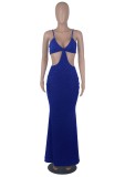 Blue Cut Out Cami Mermaid Evening Dress