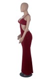 Red Cut Out Cami Mermaid Evening Dress