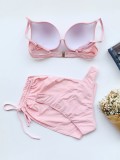 3Ppack Pink Bikini Set with Cover Up Skirt