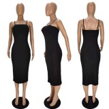 Black Sexy Cami Long Fitted Dress