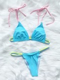 Blue Sexy Thong Bikini Set