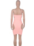 Pink Sexy Hollow Out Cami Slim Fit Dress