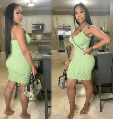 Green Sexy Ribbed Cami Fitted Dress