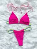 Hot Pink Sexy Thong Bikini Set