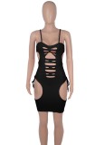 Black Sexy Hollow Out Cami Slim Fit Dress