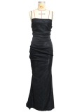 Black Sparkly Backless Cami Mermaid Evening Dress