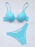 3Ppack Blue Bikini Set with Cover Up Skirt