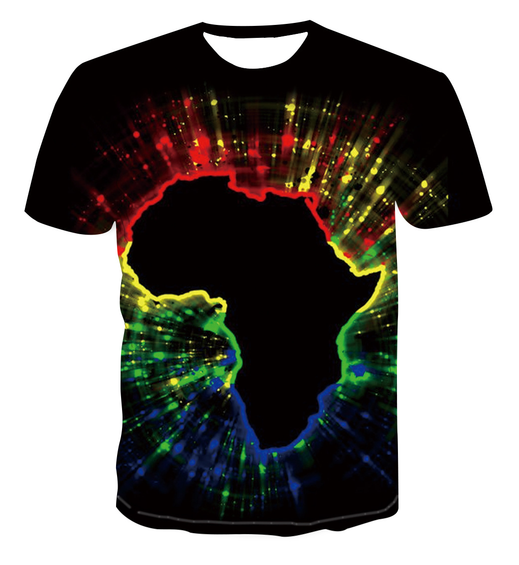 Mens Map Print Black Tee Shirt