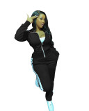 Side Striped Red Zipper Casual Tracksuit