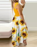 Floral Print Knotted Cami Maxi Dress