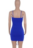 Blue Cut Out Scrunch Cami Slim Fit Dress