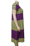 Africa Mature A-Line Short Sleeve Midi Dress