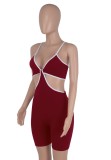 Red Sexy Cut Out Cami Slim Fit Rompers