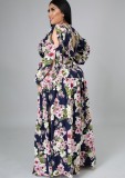 Plus Size Wrap Floral Slit V-Neck Maxi Dress