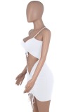 White Cut Out Scrunch Cami Slim Fit Dress
