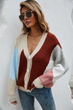Geommetric V-Neck Long Sleeve Sweater Coat