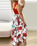 Floral Print Knotted Cami Maxi Dress