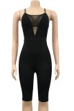 Black Patch Hole Cami Slim Fit Rompers