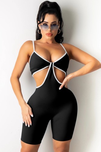 Black Sexy Cut Out Cami Slim Fit Rompers