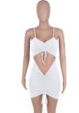 White Cut Out Scrunch Cami Slim Fit Dress
