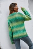 Multicolor Print O-Neck Drop Shoulder Pullover Sweater