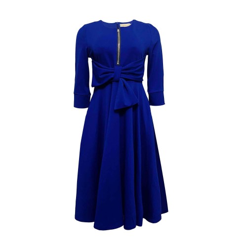 African Blue High Waist Fit and Flare Dress