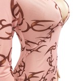 Sexy Printed Deep-V Tight Romopers