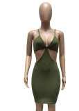 Green Cami Cut Out Slinky Dress
