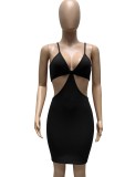 Black Cami Cut Out Slinky Dress