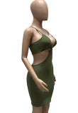 Green Cami Cut Out Slinky Dress