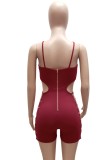 Sexy Red Cut Out Cami Side Chain Rommpers