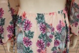 Flower Print Cut Out O-Ring Slit Long Sleeve Maxi Dress