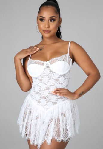 White Lace Sexy Cami Bustier Dress